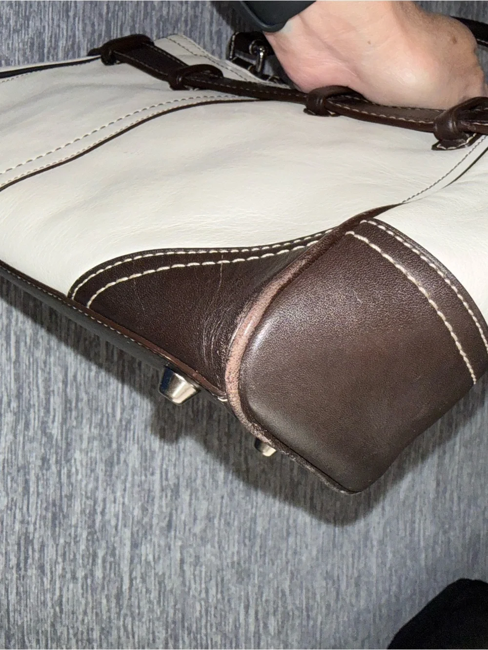 Coach Hamptons Ivory and Dark Brown EUC